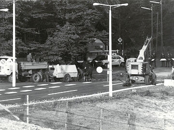 Bauarbeiten an der Grenzübergangsstelle Meiningen am 14. Juni 1973